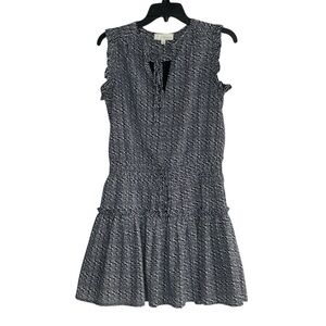 Pinch Ruffle Mini Black and White Pleated Sundress size S